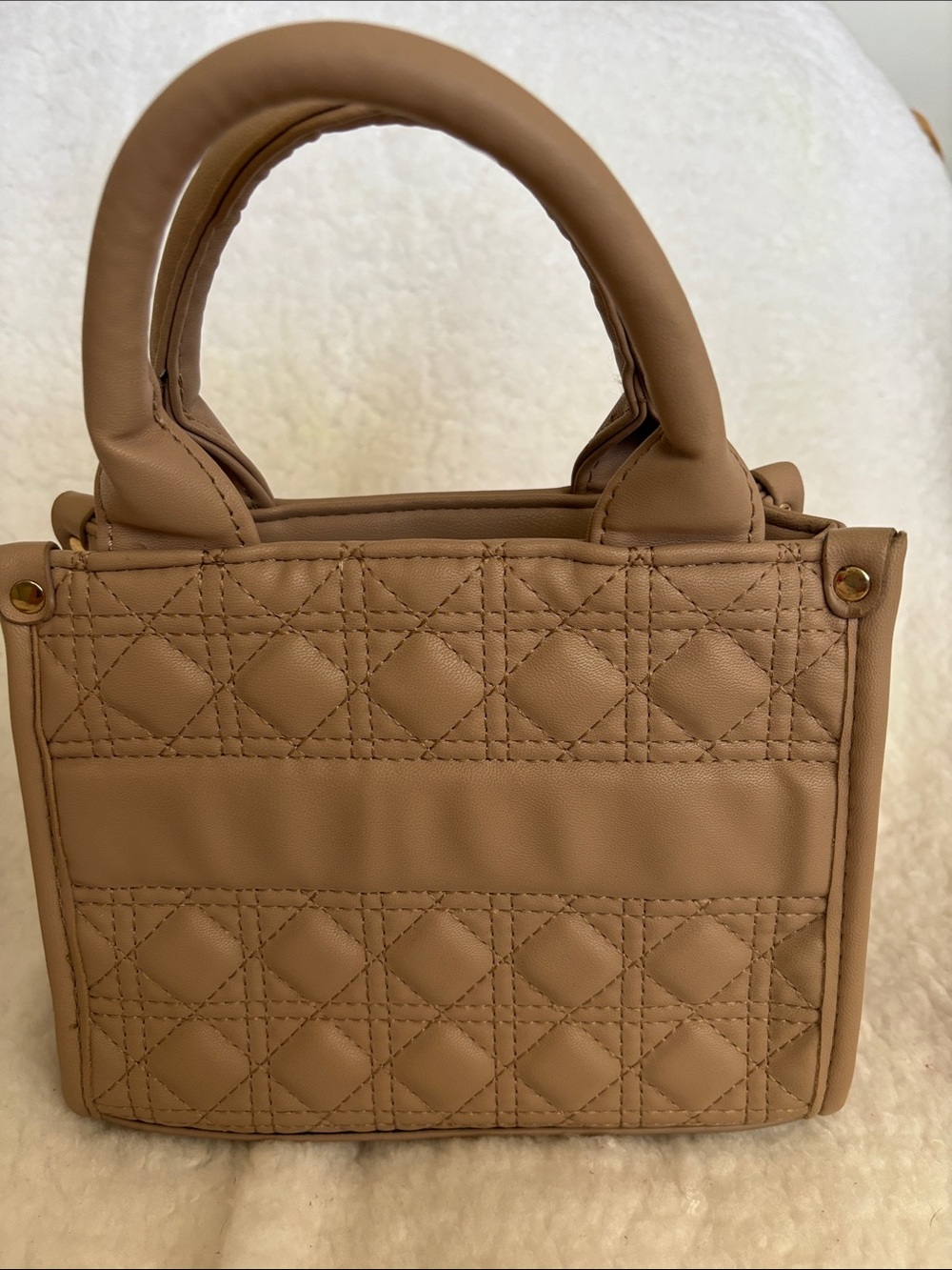 Quilted Top-Handle Crossbody/Tote Bag in Taupe - Picture 2 of 9